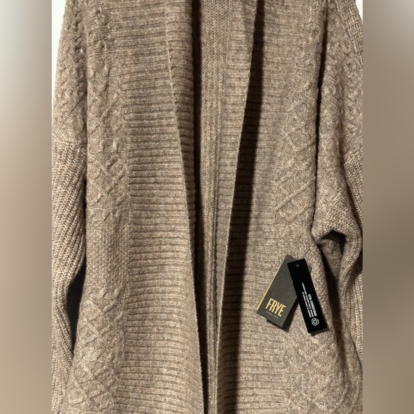 Frye Women's Brown Collar Open Knit Cardigan Sweater - Size L - Picture 8 of 12